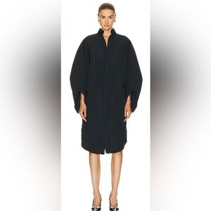 BALENCIAGA Logo-Embroidered Poplin Swing Dress button down$1,790 blk 36FR 4US